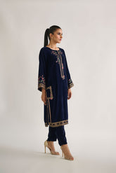 DA-1724 NAVY BLUE EMBROIDERED KURTA
